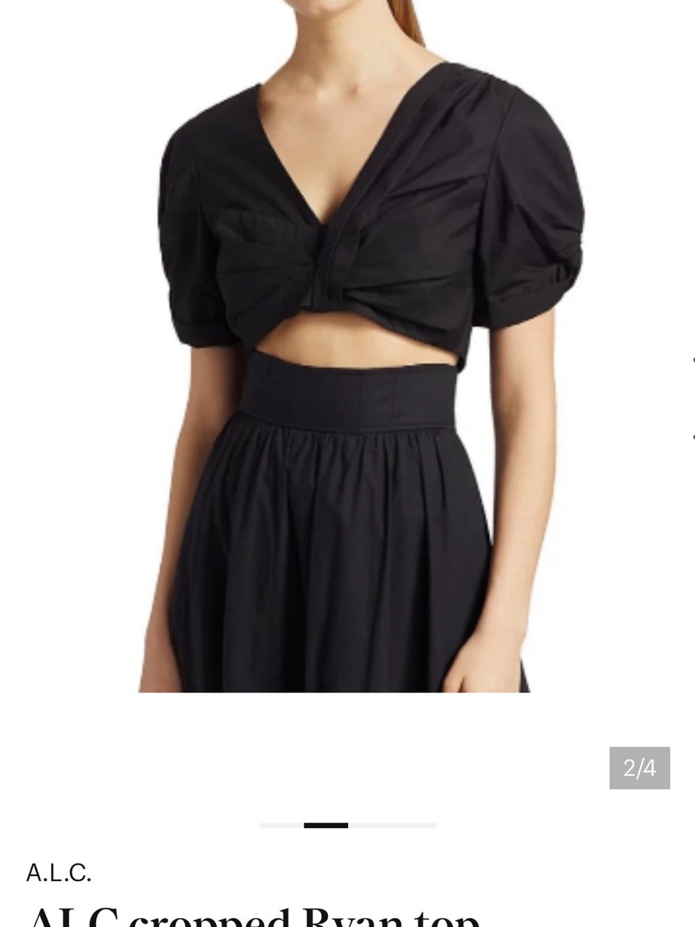 NWT A.L.C CROP TOP BLACK 10